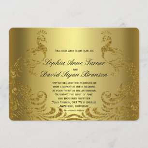 Einladung zur Hochzeit von Royal Gold Abstrakt Pea