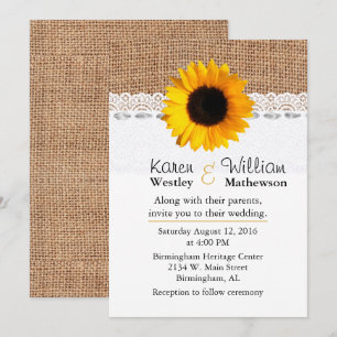 Einladung zur Hochzeit von Rustikal-Burlap und Son