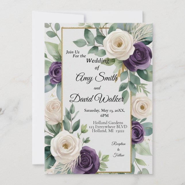 Einladung zur Hochzeit von Sage Green und Lila Flo (Vorderseite)
