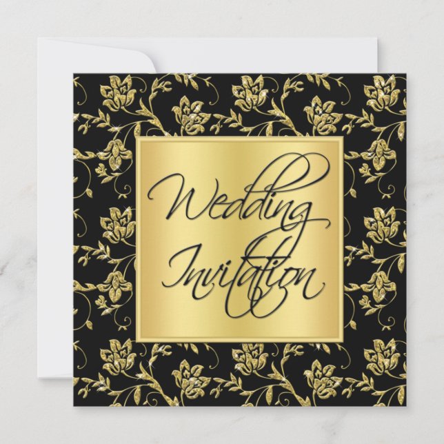 Einladung zur Hochzeit von Schwarz und Gold (Vorderseite)