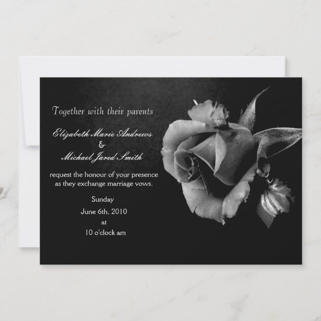 Einladung zur Hochzeit von Schwarz und Weiß (Vorderseite)