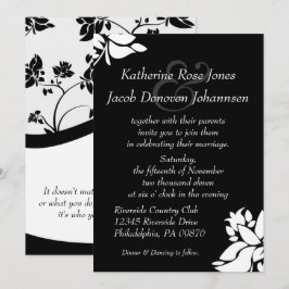 Einladung zur Hochzeit von Schwarz-Weiß-Blumen