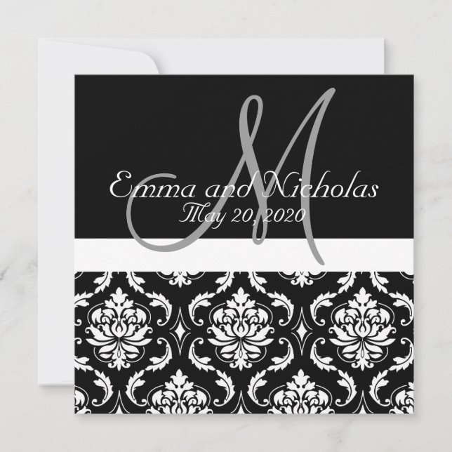 Einladung zur Hochzeit von Schwarz-weißen Damaskus (Vorderseite)