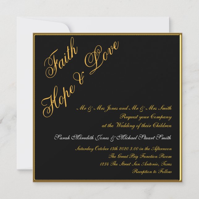 Einladung zur Hochzeit von Schwarzen Gold (Vorderseite)