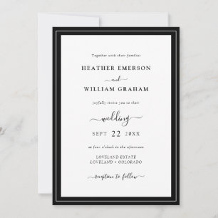 Einladung zur Hochzeit von Schwarzweiß-Schrift