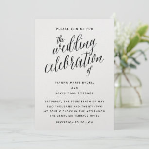 Einladung zur Hochzeit von Schwarzweiß-Schrift