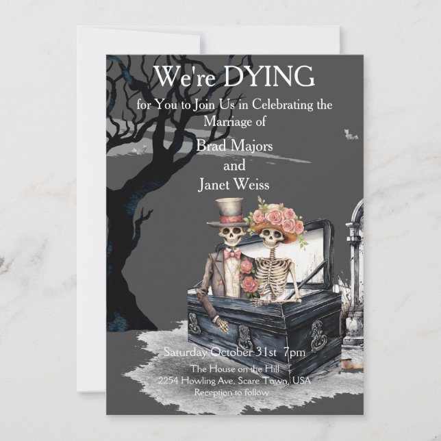 Einladung zur Hochzeit von Skeletal Couple (Vorderseite)