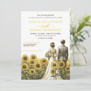 Einladung zur Hochzeit von Sonnenblumen
