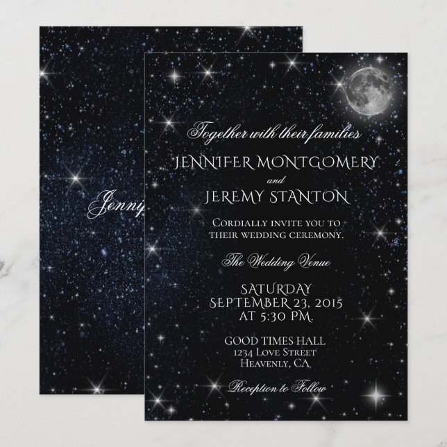 Einladung zur Hochzeit von Starry Night Moon (Vorne/Hinten)