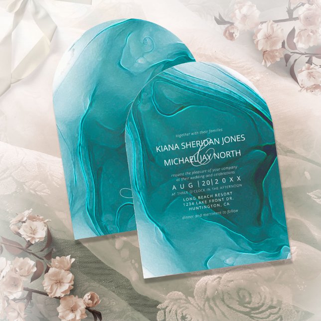 Einladung zur Hochzeit von Tintenflüssen Aquamarin (Von Creator hochgeladen)