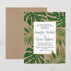Einladung zur Hochzeit von tropischen Kraftpapier