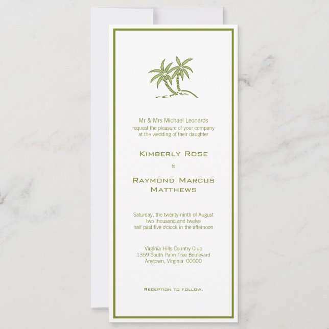 Einladung zur Hochzeit von Twin Palm Trees Tropica (Vorderseite)