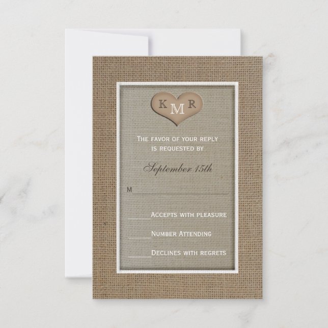 Einladung zur Hochzeit von uAwg — Burlap (Vorderseite)