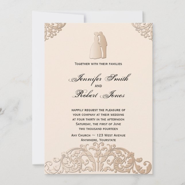 Einladung zur Hochzeit von Viktorianischem Gold (Vorderseite)