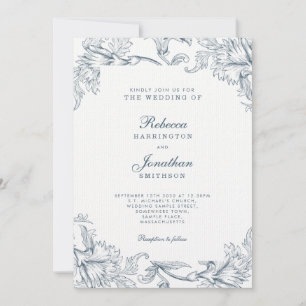 Einladung zur Hochzeit von Vintag-blaugrauem Flor