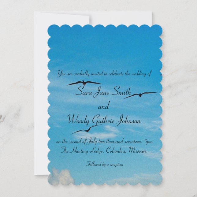 Einladung zur Hochzeit von Vögeln (Vorderseite)