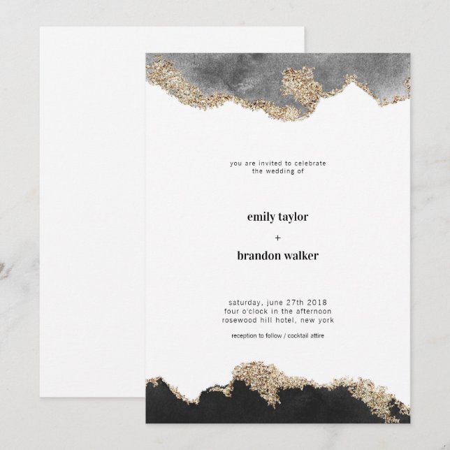 Einladung zur Hochzeit von Wasserfarben (Vorne/Hinten)