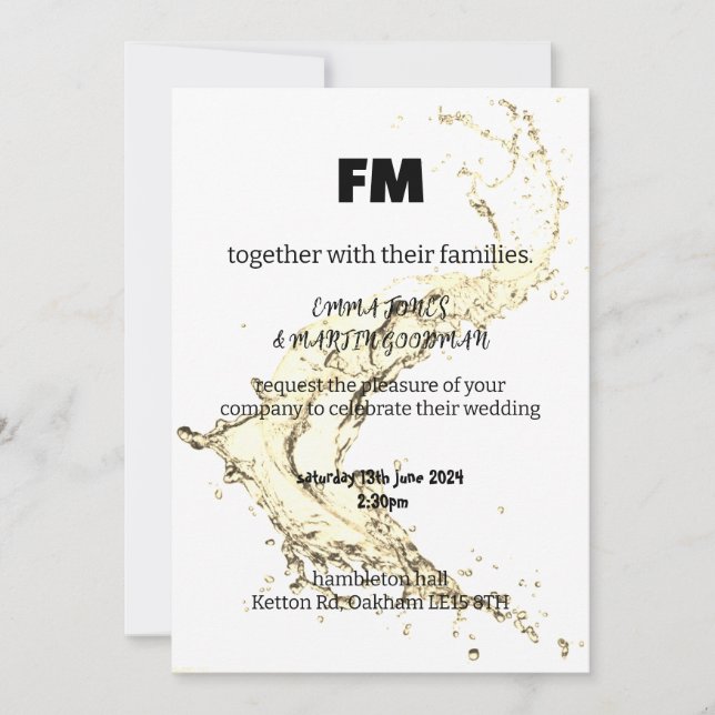 Einladung zur Hochzeit von Wasserfarben (Vorderseite)