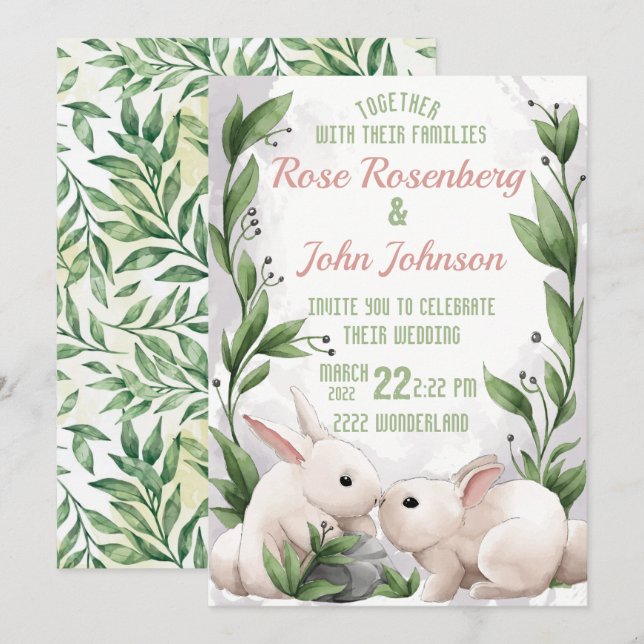 Einladung zur Hochzeit von Wasserfarben (Vorne/Hinten)