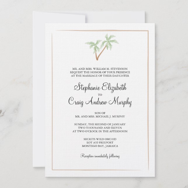 Einladung zur Hochzeit von Wasserfarben (Vorderseite)
