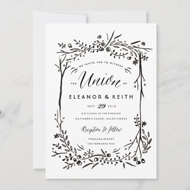 Einladung zur Hochzeit von Watercolor Woodland - G (Vorderseite)