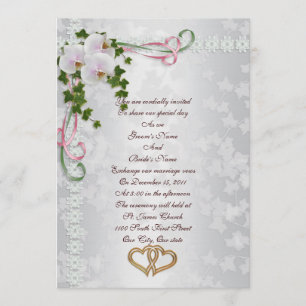 Einladung zur Hochzeit von weißen Orchideen