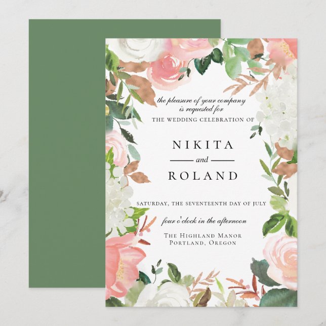 Einladung zur Hochzeit von weißer Blüte (Vorne/Hinten)