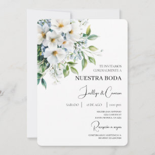 Einladung zur Hochzeit von weißer Blüte