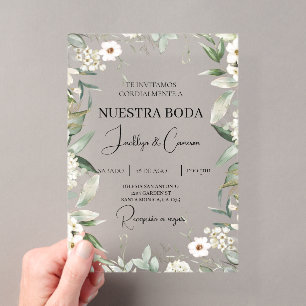 Einladung zur Hochzeit von weißer Blüte