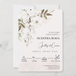 Einladung zur Hochzeit von weißer Blüte