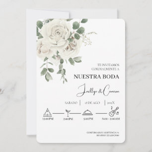 Einladung zur Hochzeit von weißer Blüte