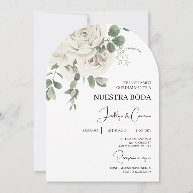 Einladung zur Hochzeit von weißer Blüte (Vorderseite)