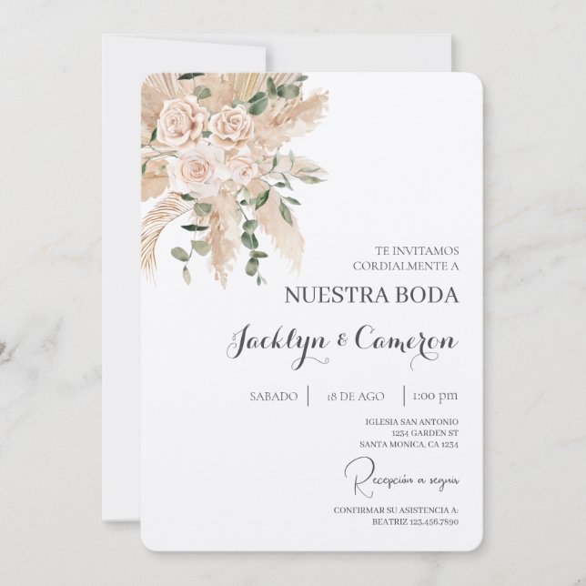 Einladung zur Hochzeit von weißer Blüte (Vorderseite)