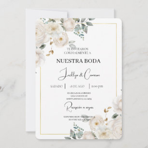 Einladung zur Hochzeit von weißer Blüte