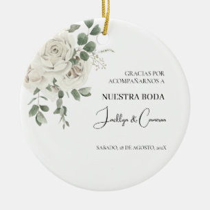 Einladung zur Hochzeit von weißer Blüte Keramik Ornament