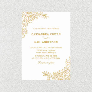 Einladung zur Hochzeit von weißer goldener Blüte