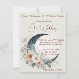 Einladung zur Hochzeit von weißer Mondblume