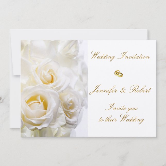 Einladung zur Hochzeit von Weißrosen (Vorderseite)