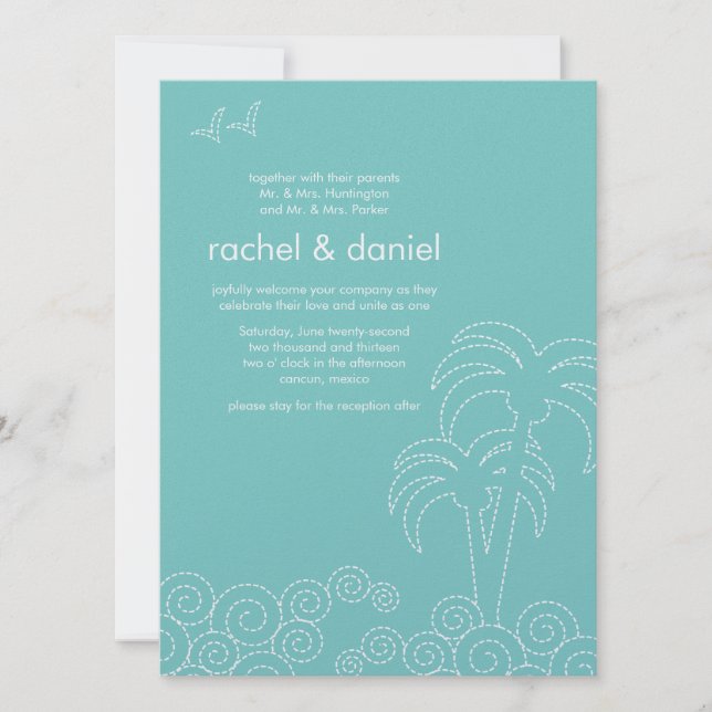 Einladung zur Hochzeit von Wellen Beach (Vorderseite)