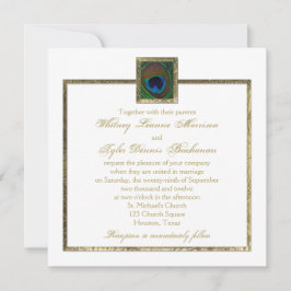 Einladung zur Hochzeit von White and Gold Peacock