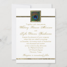 Einladung zur Hochzeit von White and Gold Peacock