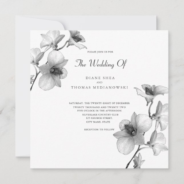 Einladung zur Hochzeit von White Orchid (Vorderseite)