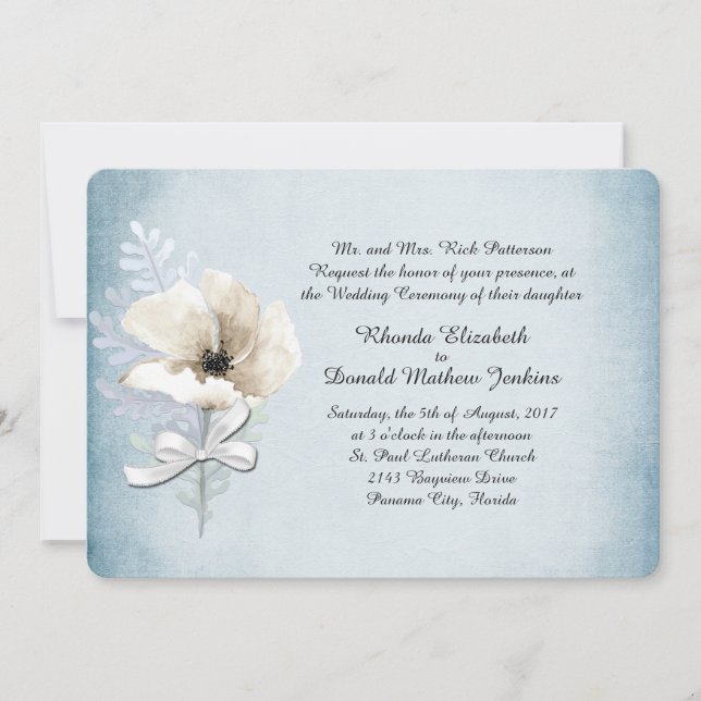 Einladung zur Hochzeit von White Winter Poppy (Vorderseite)