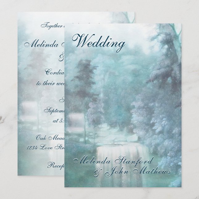 Einladung zur Hochzeit | Wasserfallland (Vorne/Hinten)