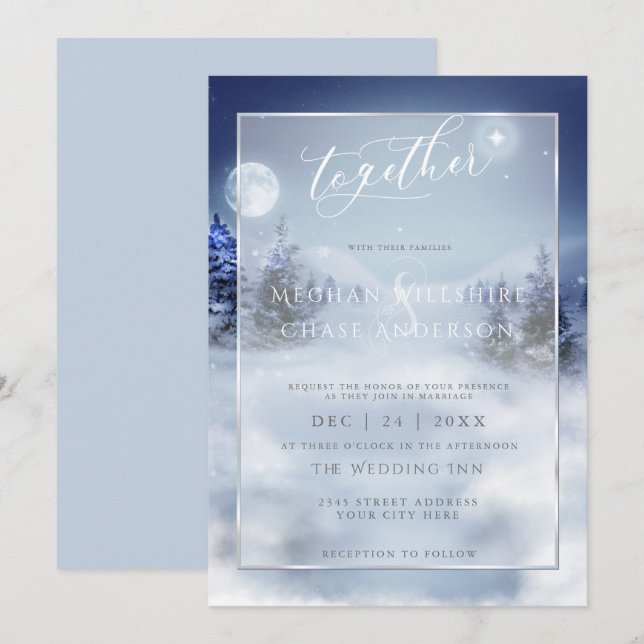 Einladung zur Hochzeit | Watercolor Winter Wonderl (Vorne/Hinten)
