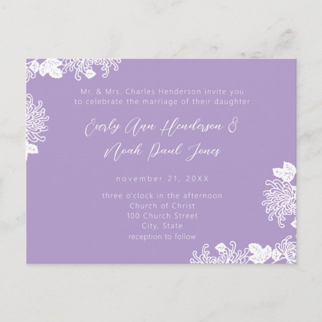 Einladung zur Hochzeit White Lilac Vintag (Vorderseite)