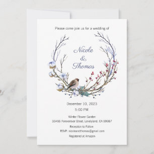 Einladung zur Hochzeit, Winterhochzeit, Kranz