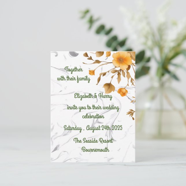 Einladung zur Hochzeitsankündigung Postkarte (Stehend Vorderseite)