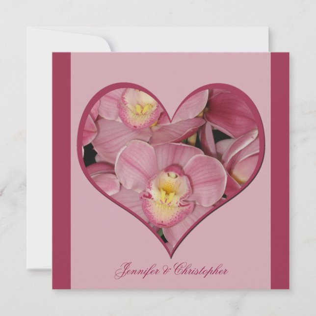 Einladung zur Hochzeitsempfehlung — Orchideenherz (Vorderseite)