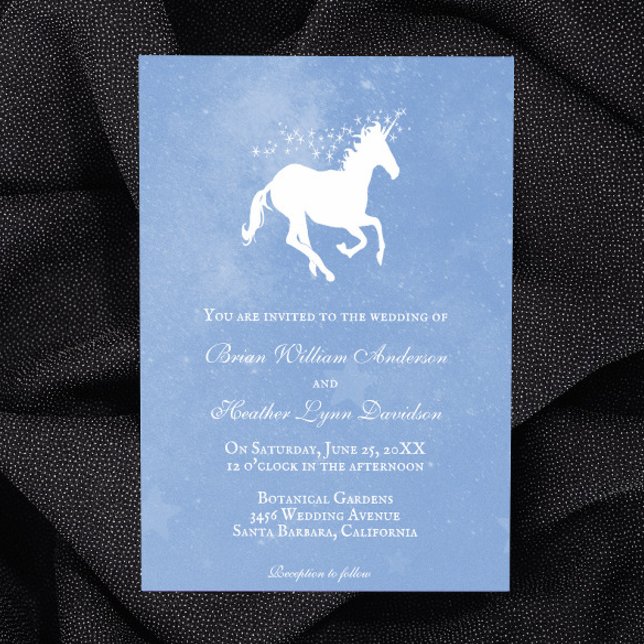 Einladung zur Hochzeitsfeier (Blue Unicorn Wedding Invitation)